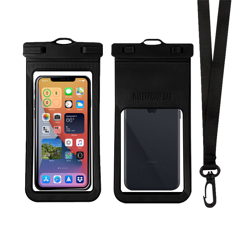 NOLANSEND Waterproof Phone Case, Waterproof Bag, Swimming Bag, Waterproof Pouch, Touchscreen Compatible, Photo-Taking Waterproof Bag, Black, N751