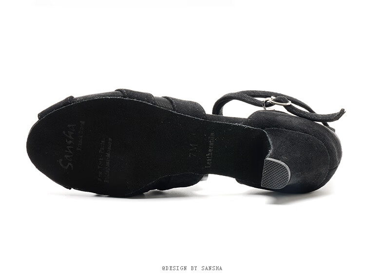 Sansha Latin Dance Shoes for Women, Low Heel National Standard Dance Ballroom Dance Soft Sole Dance Shoes for Practice And Competition, Professional, Black, Size 40 7