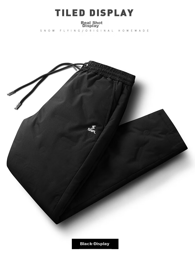 SNOWFLYING Goose down Pants Men's Outdoor Thickened Winter Warm Straight-Leg Casual Trousers Black 170 10