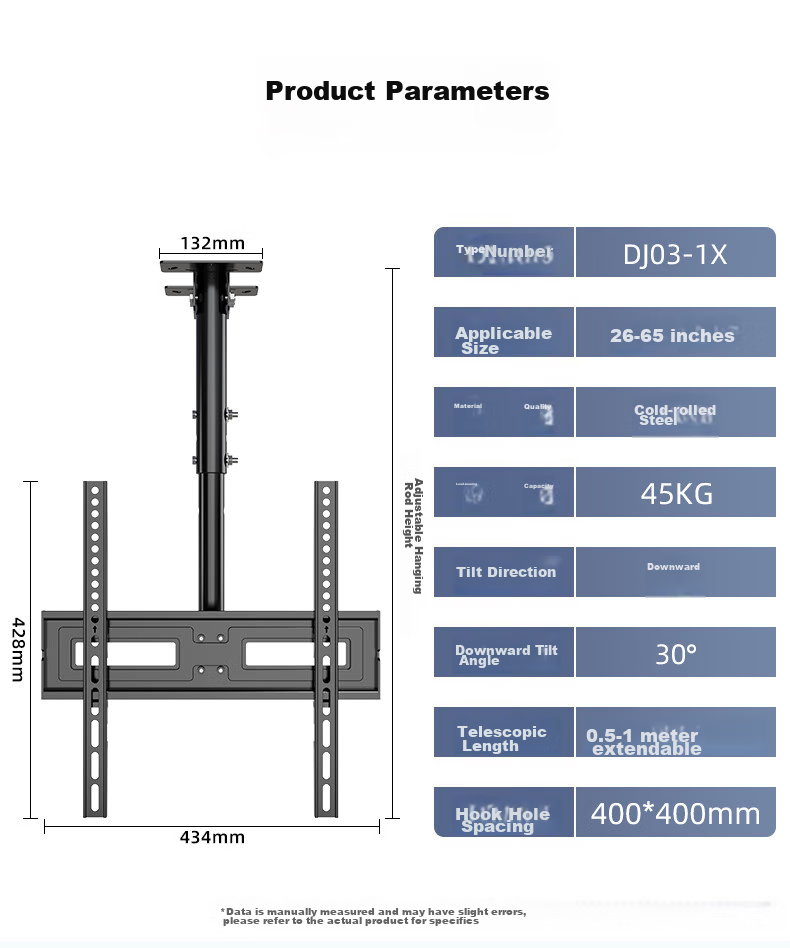 Muhouyingxiong TV Wall Mount Bracket, for 26-65 Inch TVs, Rotating Mount, 360-Degree Rotation, Ceiling TV Mount, Ceiling-Mounted TV Bracket 21