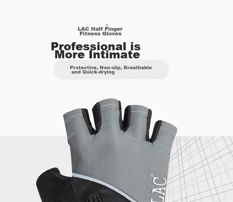 LAC Sports Gloves for Men And Women, Fitness Training Gloves, Non-Slip Protective Half-Finger Breathable Gloves, Silver Gray, Size L 1