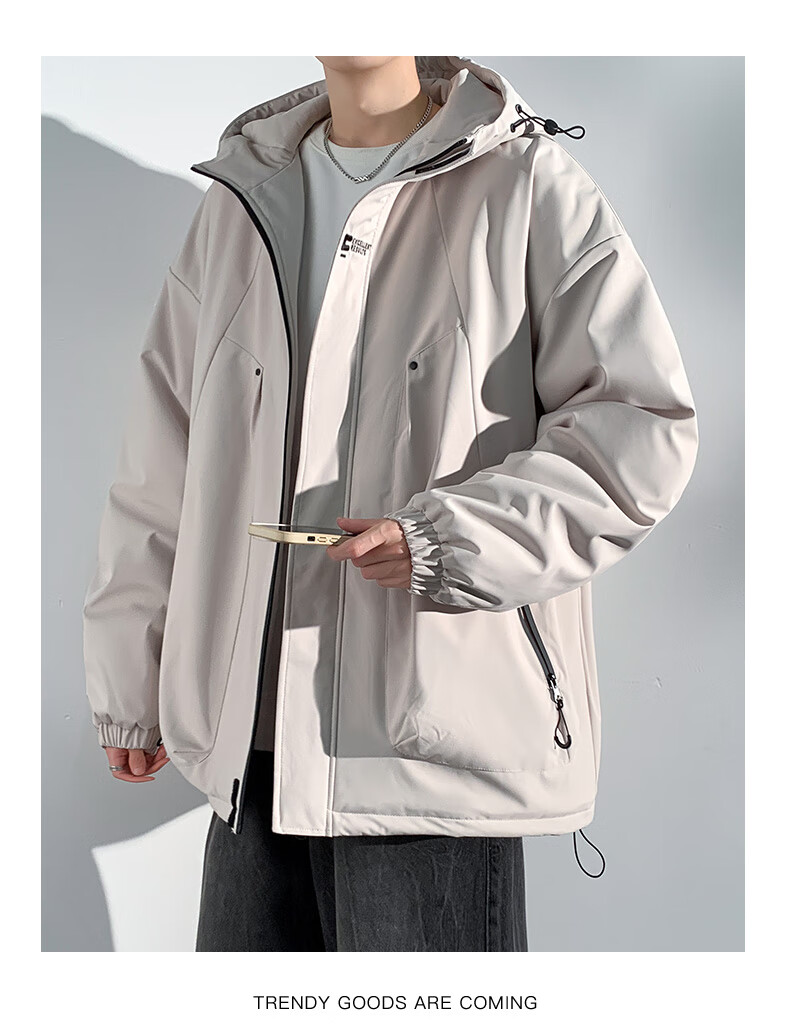Dingfengbaoluo Casual Cotton Jacket Men Autumn Winter Windproof Warm Thickened Cotton Coat DFM19 Black L 11