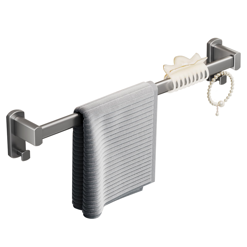 Cobbe Bathroom Towel Rack, No Drilling Required, Space Aluminum Towel Bar, Extremely Simple Design, Gunmetal Gray