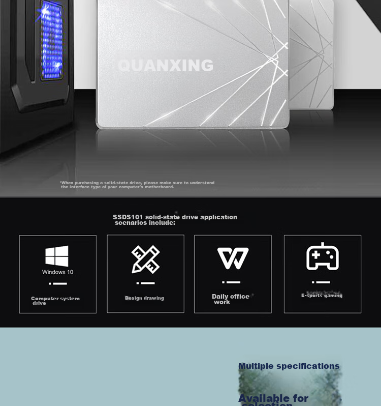 QUANXING 128GB SSD Solid State Drive SATA 3.0 Interface Read Speed up to 450MB/s Compatible with Desktop/laptop C201 9