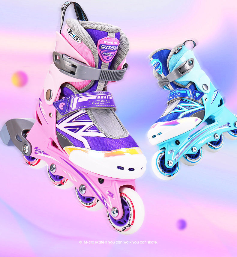 Micro Maiguo Roller Skates, Micro Children's Inline Skates for Boys And Girls, Roller Sports, 906M Pink Set, Size M 2