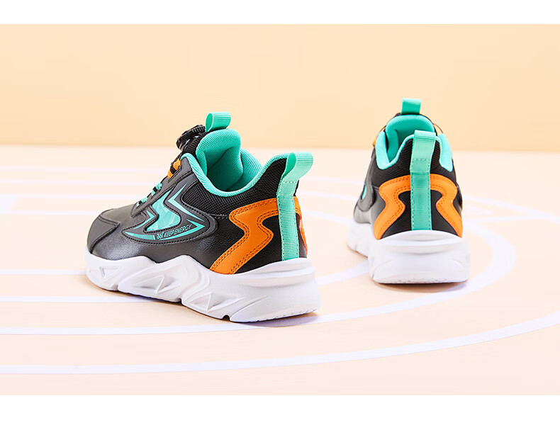 361° Children's Running Shoes, Fall/Winter, for Boys And Girls Aged 3-14, Shock-Absorbing, Rotary Buckle, Leather Upper, Sports Shoes, Blue, Size 38 16