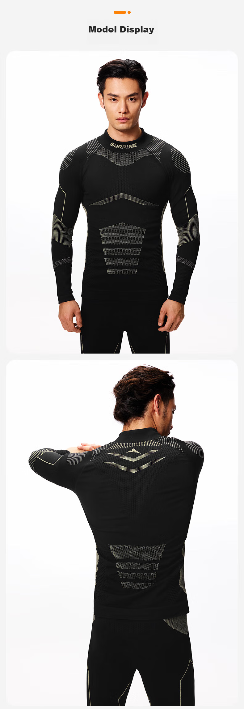 SURPINE Fearless Series Men's Quick-Dry Ski Base Layer, Moisture-Wicking, Breathable, Warm Compression Shirt Functional Underwear 12