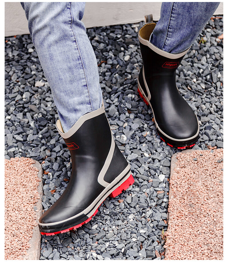 Jolly Walk Men's Water Shoes, Low-Top Rain Boots, Car Washing Fishing Rain Boots, Waterproof Overshoes, Rubber Shoes JW320 Dark Blue 39 4