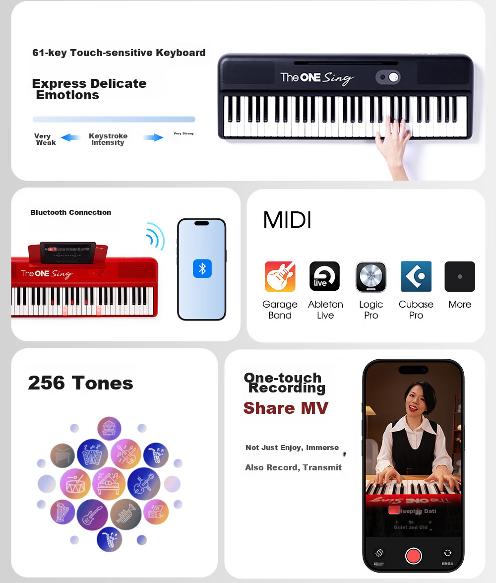 The ONE Langlang Endorsed Sing Automatic Gear Intelligent Piano for Beginners, Electronic Keyboard, Portable Piano, White 13