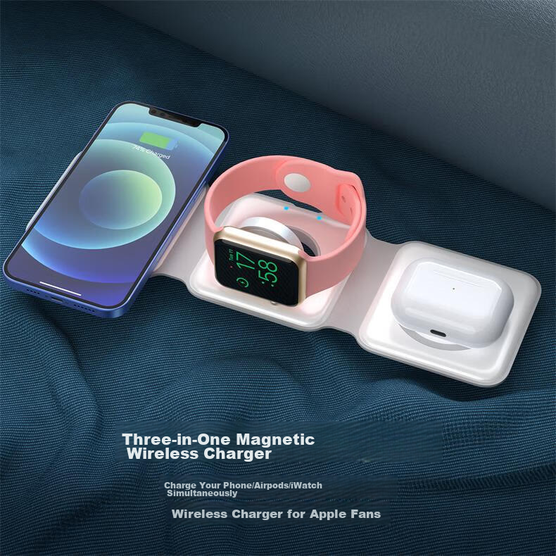 Zitai Three-In Foldable Magnetic Wireless Charger for Apple Magsate 15W Fast Charging IPhone 18/17/16/15/AirPods Earphones/iWatch W07 1