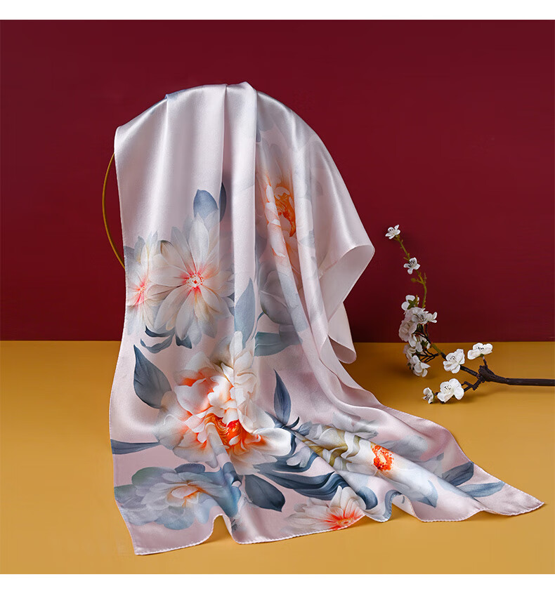 Hangsilu Silk Scarf, Women's Brooch Set, Shawl, Mulberry Silk, Birthday Gift, High-End Mid-Autumn Festival Gift for Mom, Wife, Elders 14