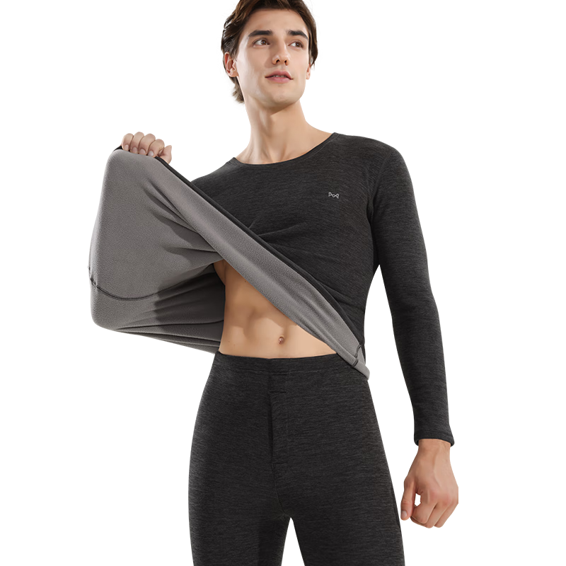 MiiOW [Cashmere Protein] Men's Thermal Underwear Set, Fleece-Lined Thick Autumn Undershirt And Pants for Men, Base Layer Underwear for Me