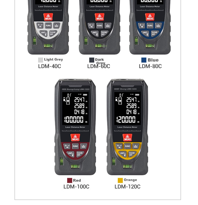 CEM LDM-120C Laser Distance Meter, High-Precision Laser Infrared Room Measuring Device, Electronic Ruler with Voice Playback, USB Direct Charging 18