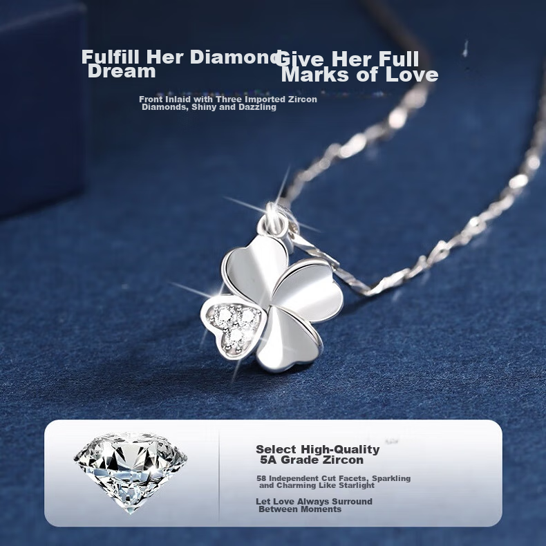 MANHE S999 Sterling Silver Four-Leaf Clover Necklace for Women, 2026 New Light Luxury High-End Birthday Gift for Girlfriend 13