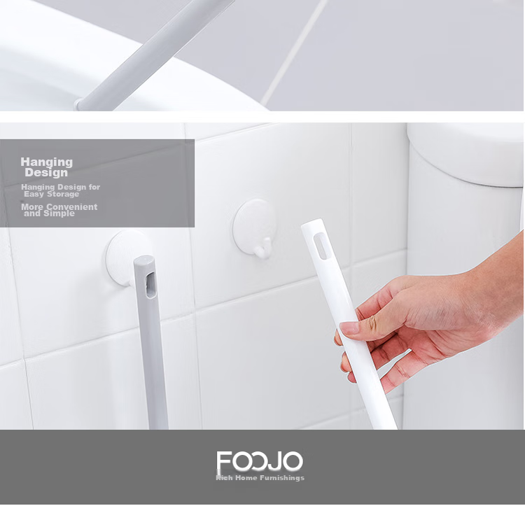 FOOJO Toilet Brush Set of 2, Gray, No Dead Angle, Long Handle Cleaning Brush, S-Shaped Toilet Brush, Wall-Mounted 12