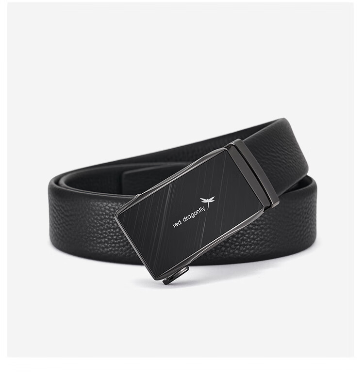 RED DRAGONFLY Top-Grain Leather Men's Belt with Automatic Buckle, Practical Gift for Dad Or Husband, Birthday Present in Gift Box 9