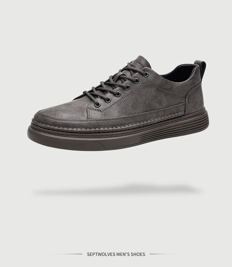 SEPTWOLVES Men's Versatile Shoes, Men's Sneakers, Men's Leather Shoes, Casual Shoes for Men W8333083270 Black-Brown 38 18