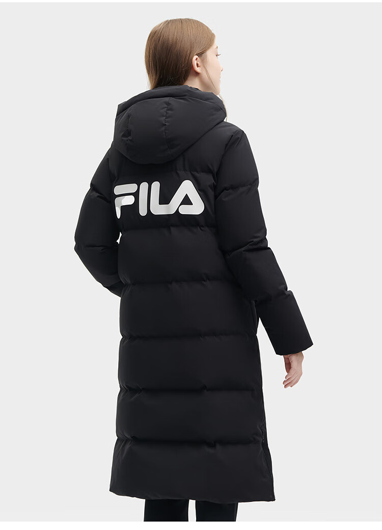 FILA Official RGB Long Down Jacket Unisex Winter Hooded Warm Coat Couples Style 4