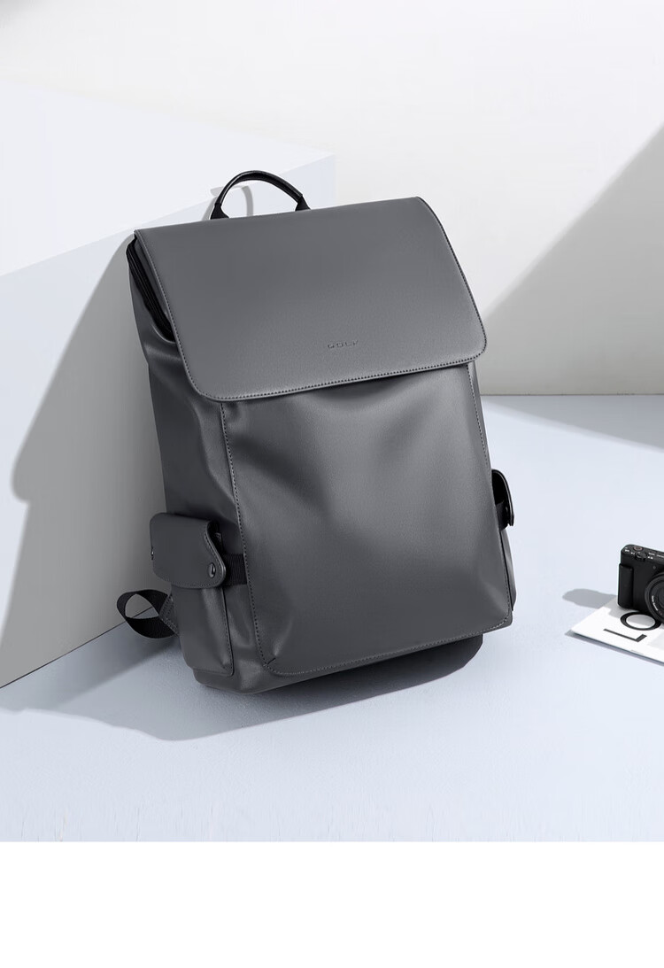 GOLF Backpack for Men, Casual Soft Leather Backpack, Laptop Bag for Students, Flip-Top Travel Outdoor Business Sports Backpack 21