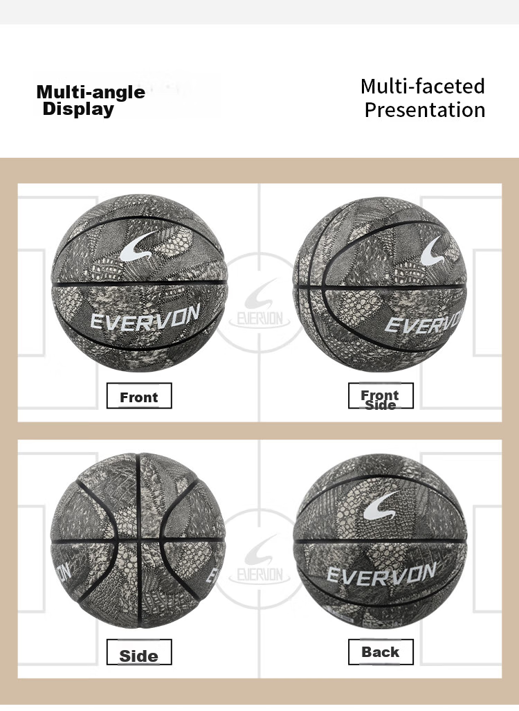 EVERVON Basketball, Adult Competition Training, Indoor And Outdoor Use, Wear-Resistant, Size 7 Non-Slip PU Basketball, EBP7-100 6