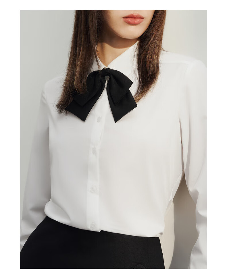 G2000 Spring/Summer 2024 Mall-Matching Detachable Bow Long-Sleeve Shirt 41222233G2, Light Blue, Size 38 8