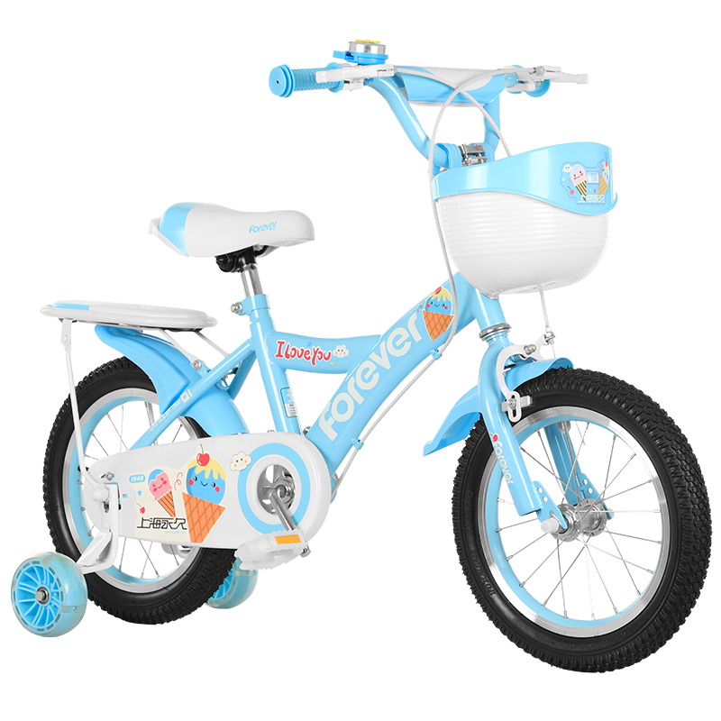 FOREVER Children's Bicycle for Boys And Girls Aged 6-10, Baby Bike Princess Style Pedal Bicycle Kids' Bike 18-Inch Sky Blue