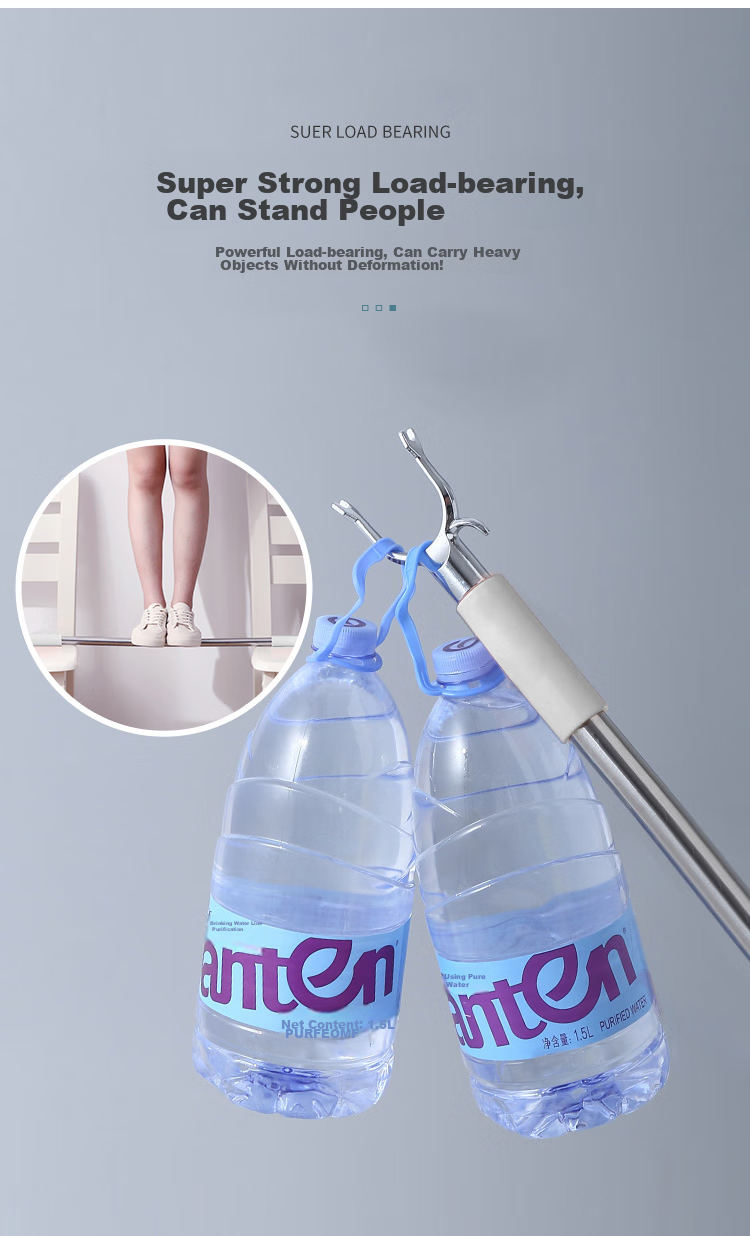 FK Clothes Drying Rack, Stainless Steel Thickened Clothes Fork Retrieval Rod, Extendable Non-Slip Alloy Fork Head 2