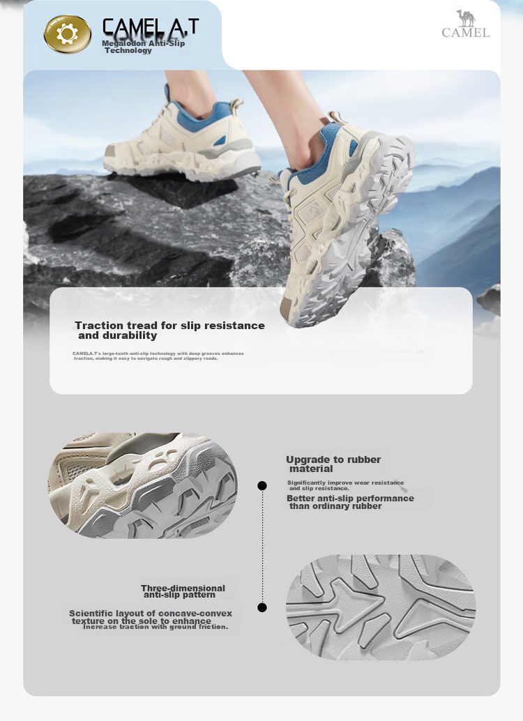 CAMEL [Yiyan] Women's Outdoor Shoes, Comfortable Breathable Hiking Boots, Shock-Absorbing Wear-Resistant Low-Top Trekking Shoes 3014 2