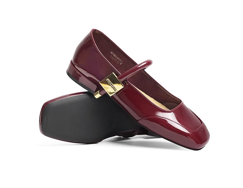RED DRAGONFLY Mary Jane Women's Shoes Spring And Autumn French-Style Small Flats, Beautiful Retro Flat Leather Shoes WTB24600, Black, Size 37 15