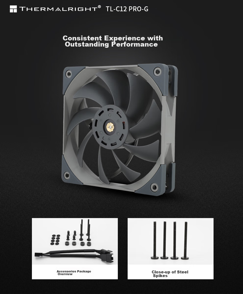 Thermalright TL-C12 PRO-G S-FDB V2 Bearing, 12cm Fan, 1850 RPM PMW, 4pin Speed Control, Copper Sleeve Steel Core, Dual-Sided Secondary Dynamic Balance 7