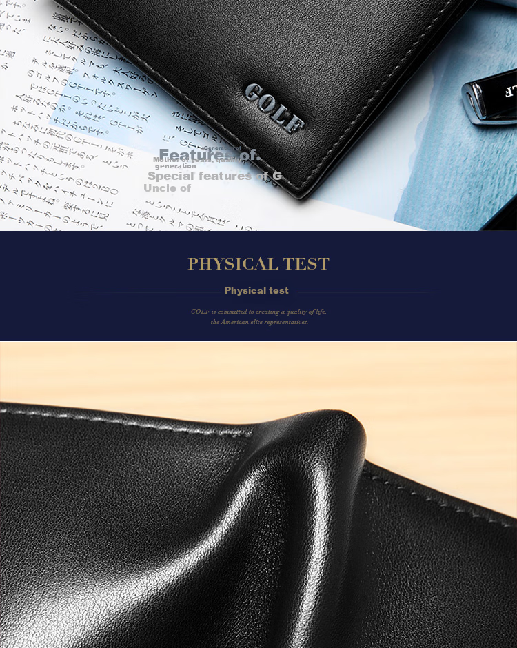 GOLF Men's Wallet, Durable Microfiber with Top-Grain Leather Card Holder And Coin Purse, Short Wallet Gift Box, Present for Boyfriend 3