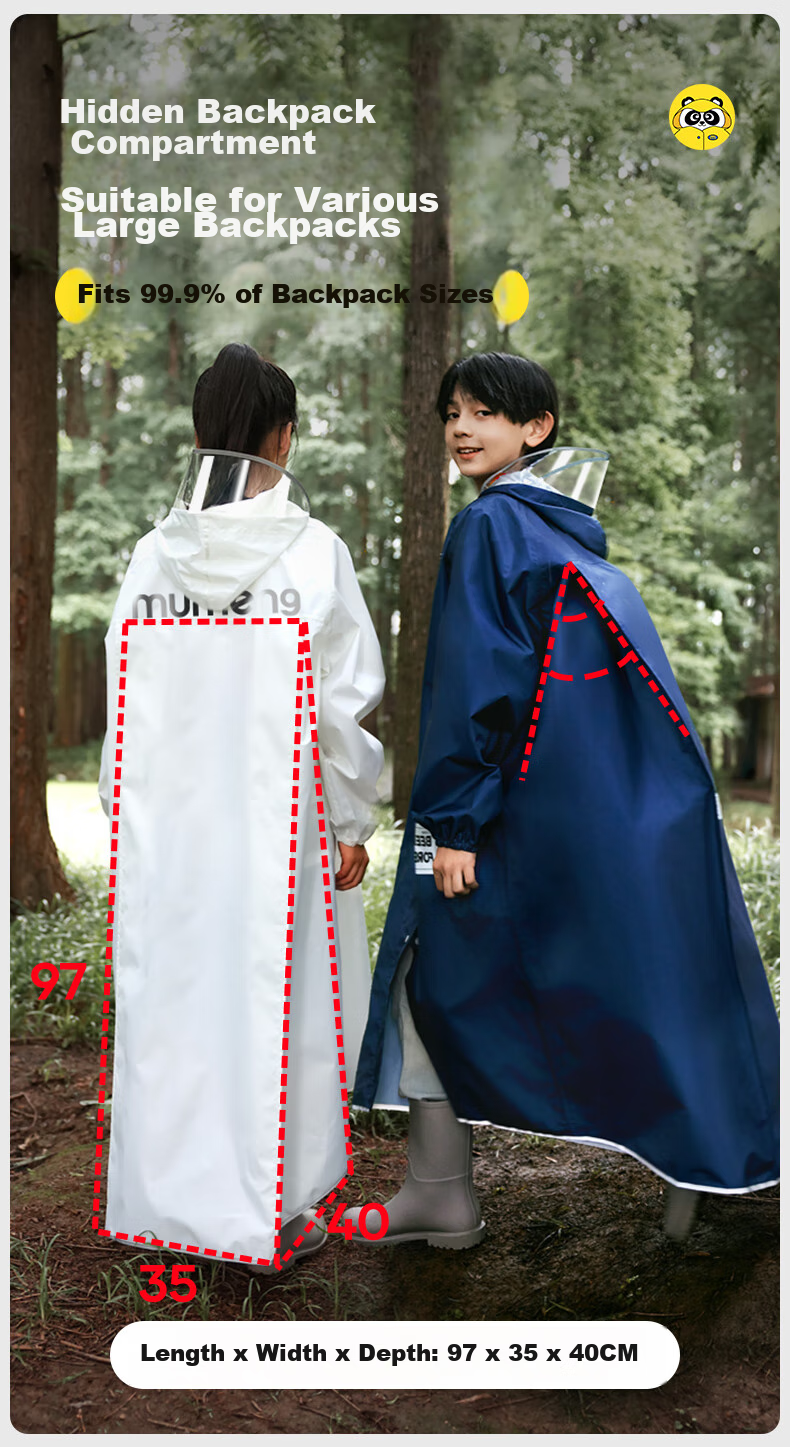 Moremerry Children's Raincoat, for Boys And Girls, Full Body Waterproof Thickened Poncho, Student School Raincoat, Khaki Cute Duck, 3XL 13