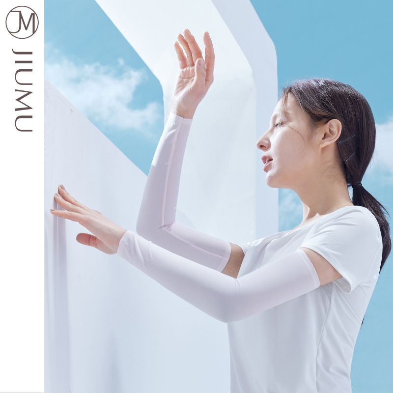 JIUMU Ice Silk Sun Protection Arm Sleeves for Women, Summer Driving Cycling Cooling UV Protection Arm Covers