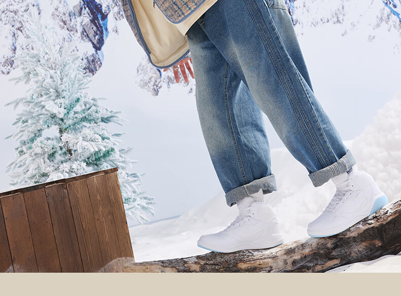 361° Men's Sports Shoes, Autumn And Winter High-Top Fleece-Lined Warm Cotton Shoes, Casual Sneakers for Men, 672146606A-8 19