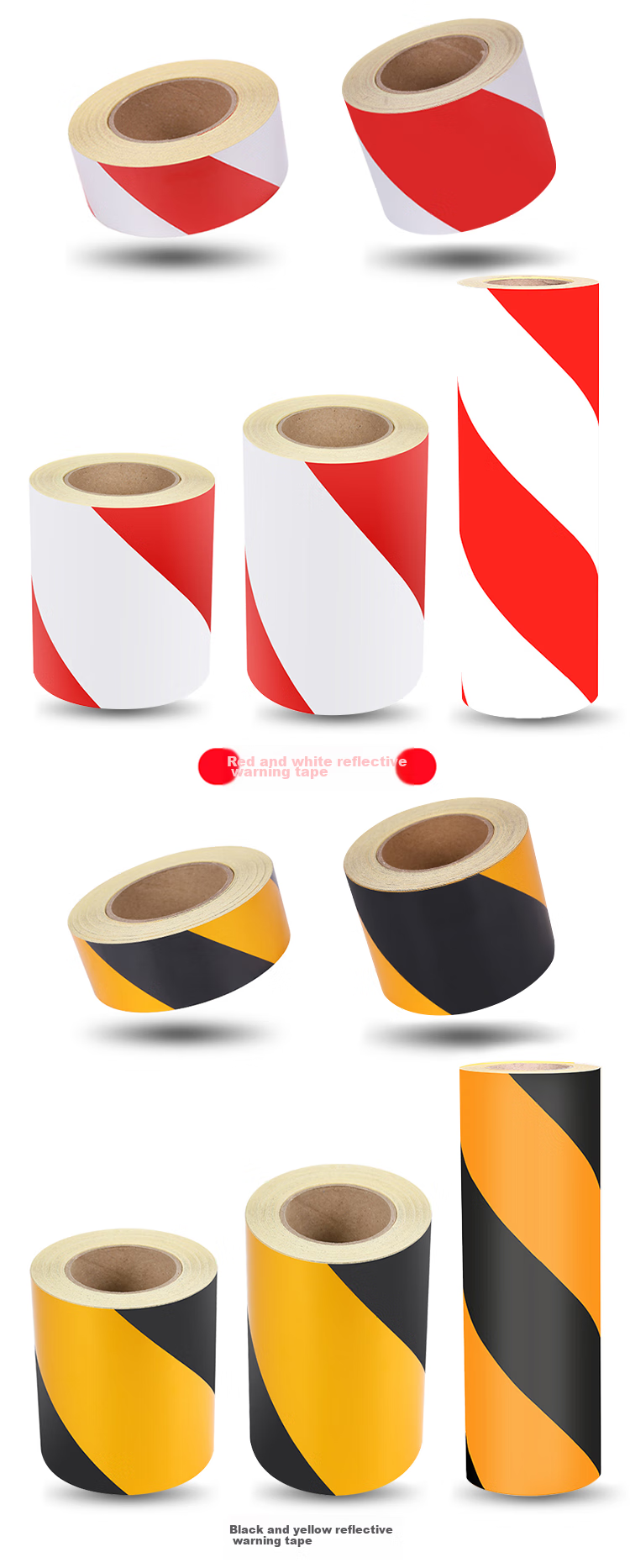 Zhunhang Reflective Stickers, Warning Tape, Caution Line, Floor Stickers, Fire Safety Isolation Tape, Reflective Film, Red And White Diagonal Patter 2