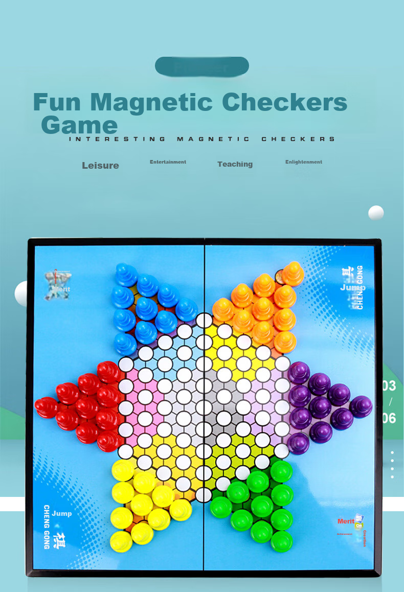 Chenggong International Checkers, Magnetic Checkers, Portable Board Game, Camping, Children's Chess Set, International Checkers, Father's Day Gift 1