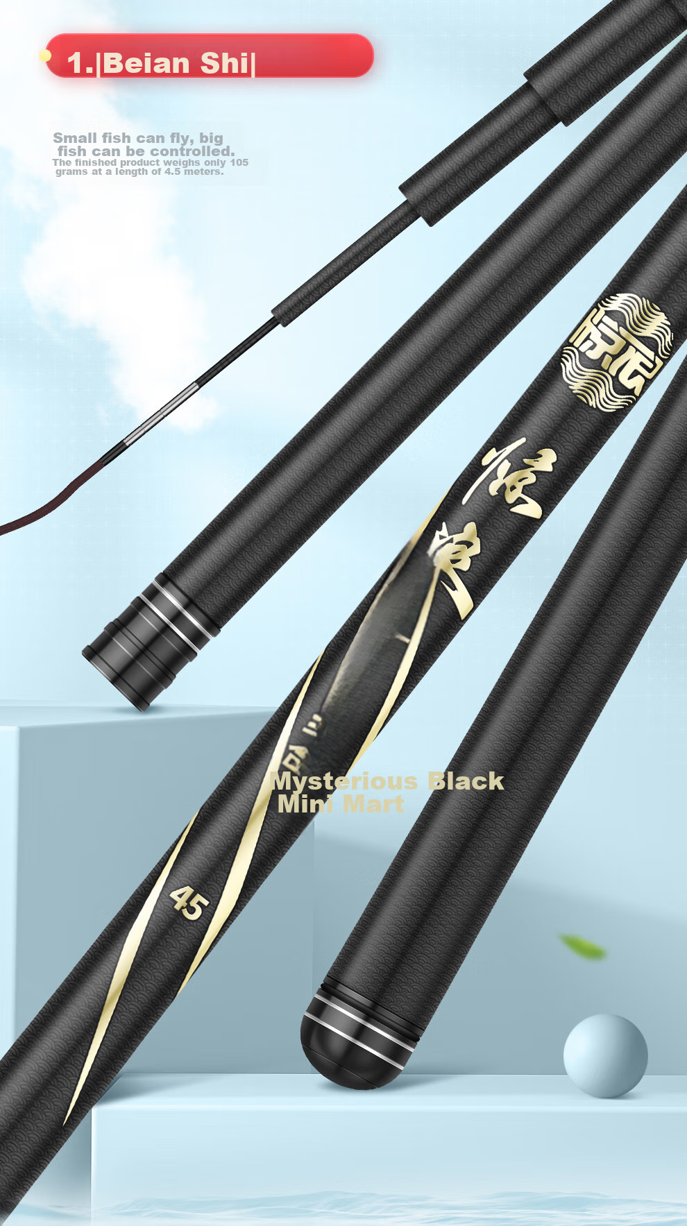 Jinglang Xuanhei 4.5-Meter Fishing Rod, Handheld Ultra-Light And Ultra-Hard, for Wild Fishing And Small Comprehensive Fishing, 28-Section Telescopic Rod, Fishing Pole, Fishing Tackle 2