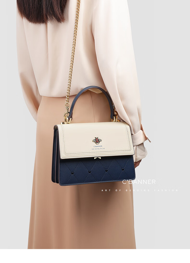 C.BANNER Leather Handbag for Women, Tote Bag, Shoulder Bag, Crossbody Light Luxury Chain Bag Brand Birthday Gift for Girlfriend on May 20 1