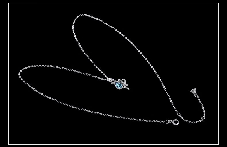 Eternelle French Eternal Rose Necklace, Luxurious And Niche Pure Silver Collarbone Chain for Women, Elegant Birthday Gift, Crystal Blue 10