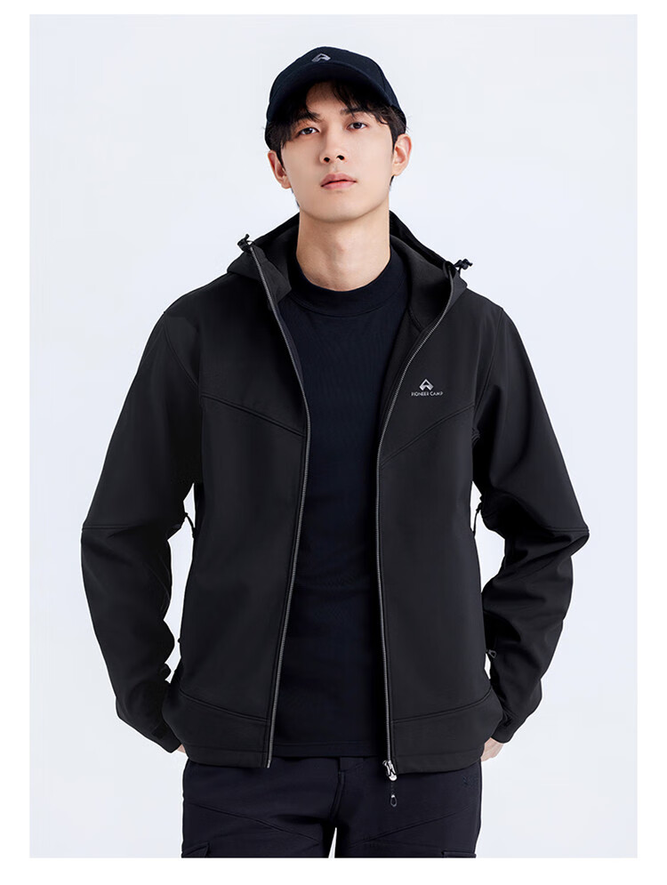 Pioneer Camp Men's Seal Softshell Jacket Spring Autumn Outdoor Mountaineering Waterproof Windproof Fleece Lined Warm Running Sports Jacket 13