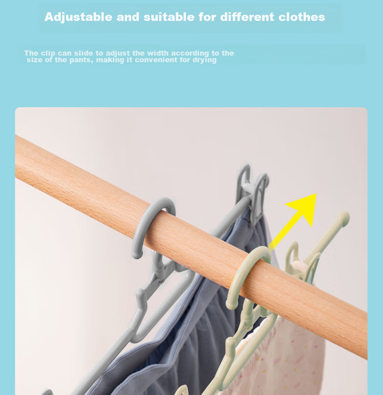 CHAHUA Pants Hanger, Trouser Clips, Clothes Rack, Skirt Clips, Pants Hanger, Storage Organizer, Gray + Green, 15 Pieces 6