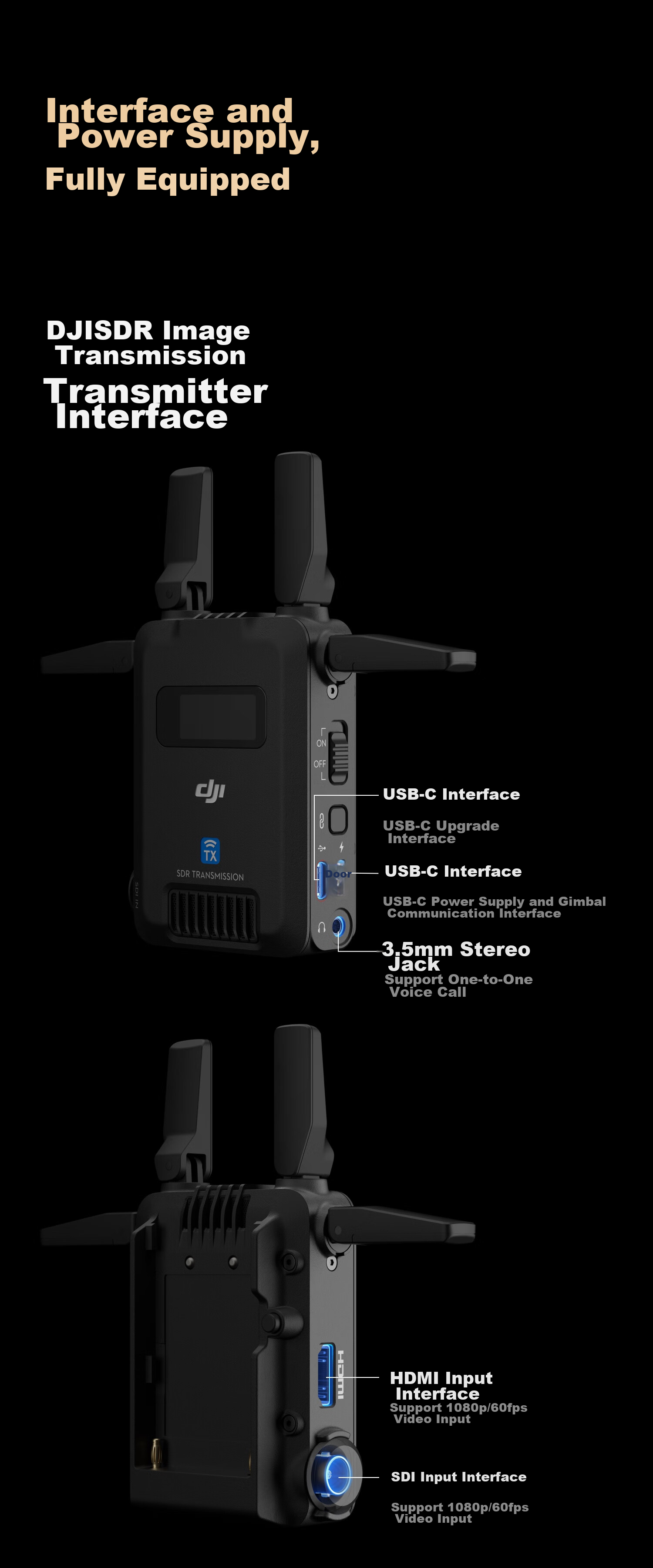 DJI SDR Pocket-Size HDMI+SDI Interface, 20M High Bit Rate, 3KM Long-Distance Transmission, SDR+WIFI Dual-Channel Camera Live Streaming Wireless Transmissio 10