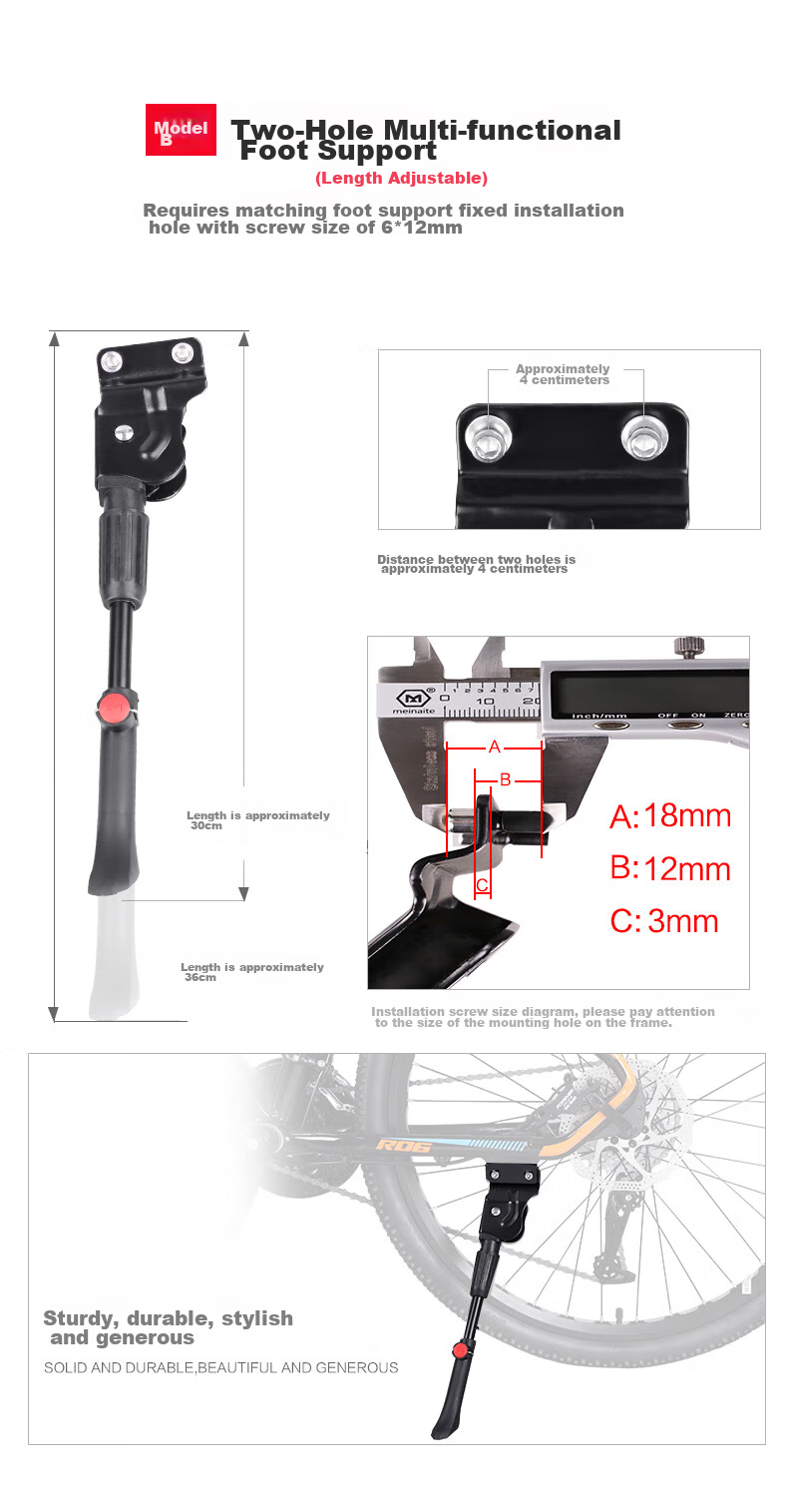 FOREVER Mountain Bike Multifunctional Foot Support Leg Riding Accessory Universal Parking Rack for Road Bikes (With Tools) 2