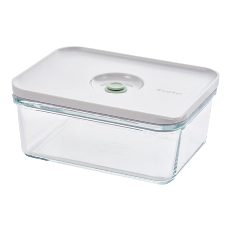 GLASSLOCK Vacuum-Sealed Food Storage Container, Large Capacity Household Glass Airtight Box for Microwave-Safe Kitchen Organization, 1350ml