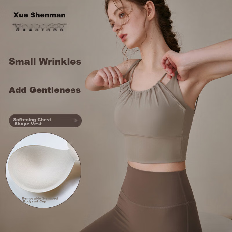 XUEXIMAN Sports Bra for Women, Shock-Absorbing Running Yoga Vest, Anti-Sagging High-Intensity Zipper Fitness Bra