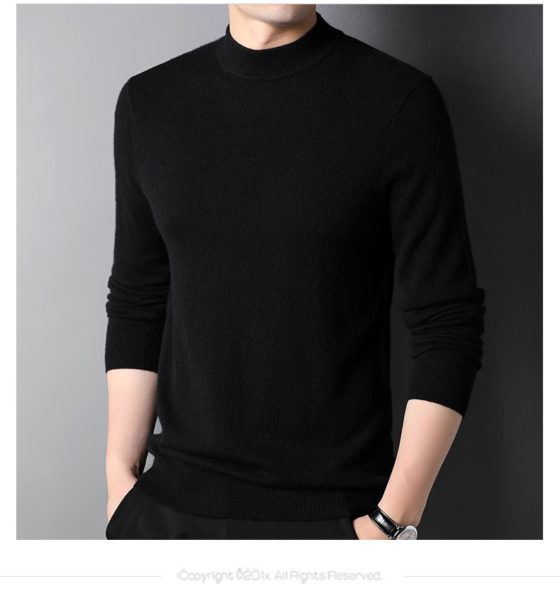 Hengyuanxiang Pure Cashmere Sweater for Men, Semi-Turtleneck, Warm, Versatile, New Year Battle Robe, Zodiac Year Red Sweater, Thick Style 3