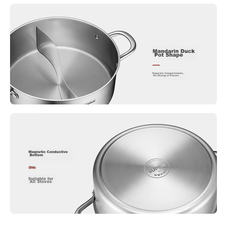 SUPOR Exquisite Stainless Steel Base Clear Soup Hot Pot 28cm, Compatible with Induction Cooker, Hot Pot Utensil ET28AAS05 14