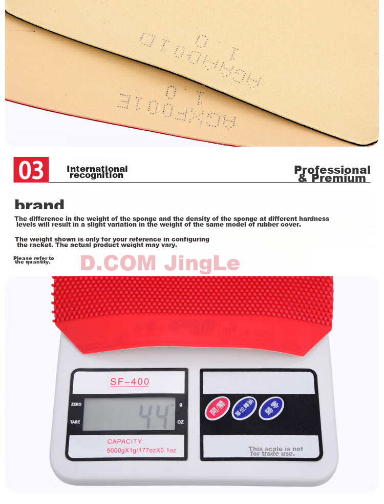 DHS Long Rubber Cover, Yunwu 3 Table Tennis Rubber, Offensive Red, 1.0 8