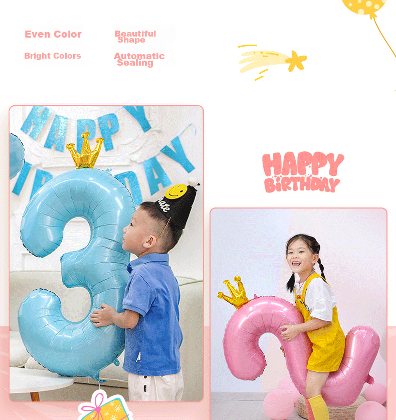 Ounizi Birthday Scene Decoration, Girl's Birthday Props, Atmosphere, Boy's Party Decorations, Happy Birthday, Pink Number Balloons 1 4