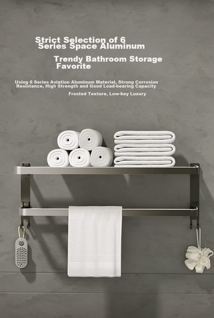 JD Original Anti-Gravity Series Foldable Towel Rack No Drilling Required Wall-Mounted Storage Shelf for Bathroom 4